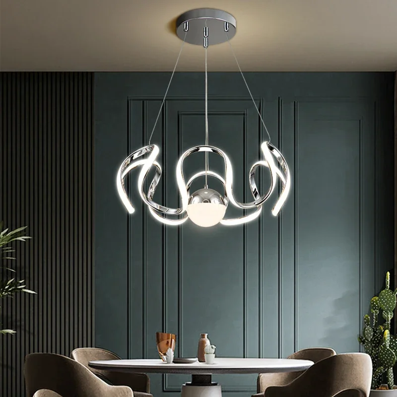 

Nordic Luxury Dining Room Chandelier Simple Creative LED Ceiling ChandelierS with Remote Control Modern Hanging Lamp