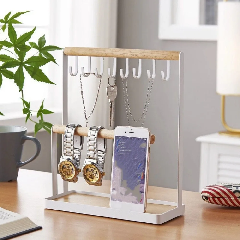 New Hanging Jewelry Display Rack Storage Tray Space-saving T-shaped Holder 2-Tier Design Jewelry Display Frame Jewelry Organizer