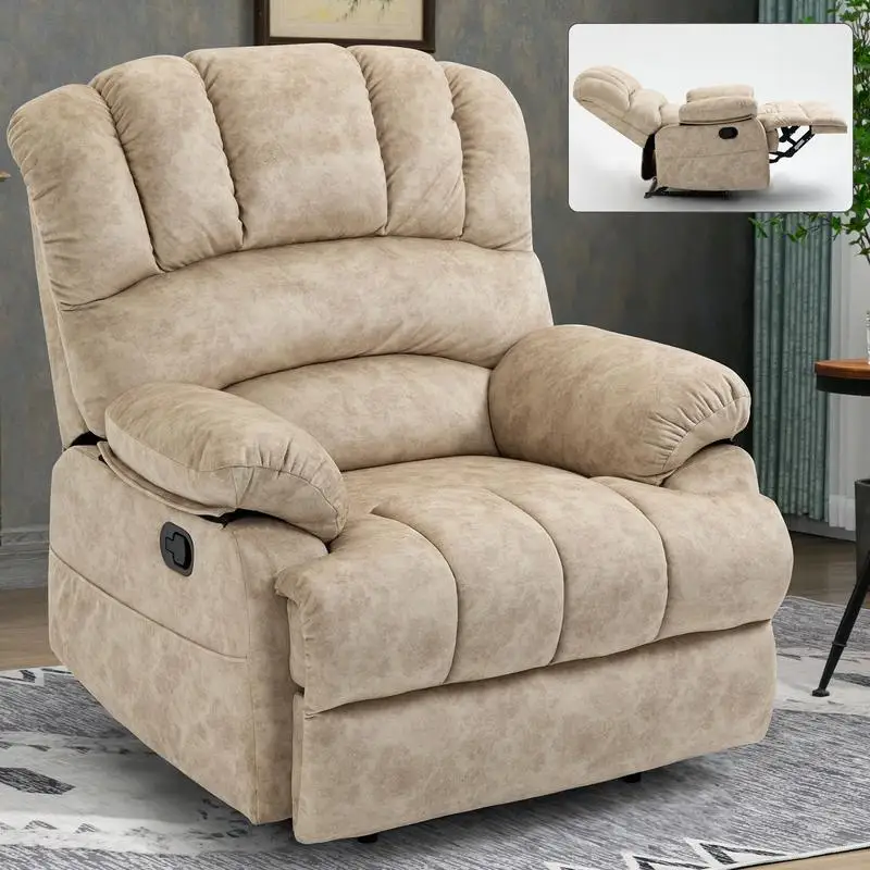 

Beige Fabric Large Recliner Chair for Living Room Comfort