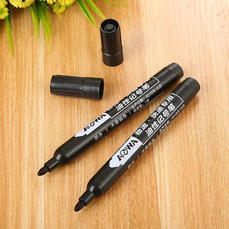 100pcs Permanent Marker Pen Waterproof Ink Fine Point Black Blue Red Oil Ink 1.5mm Round Toe Fine Color Marker Pens