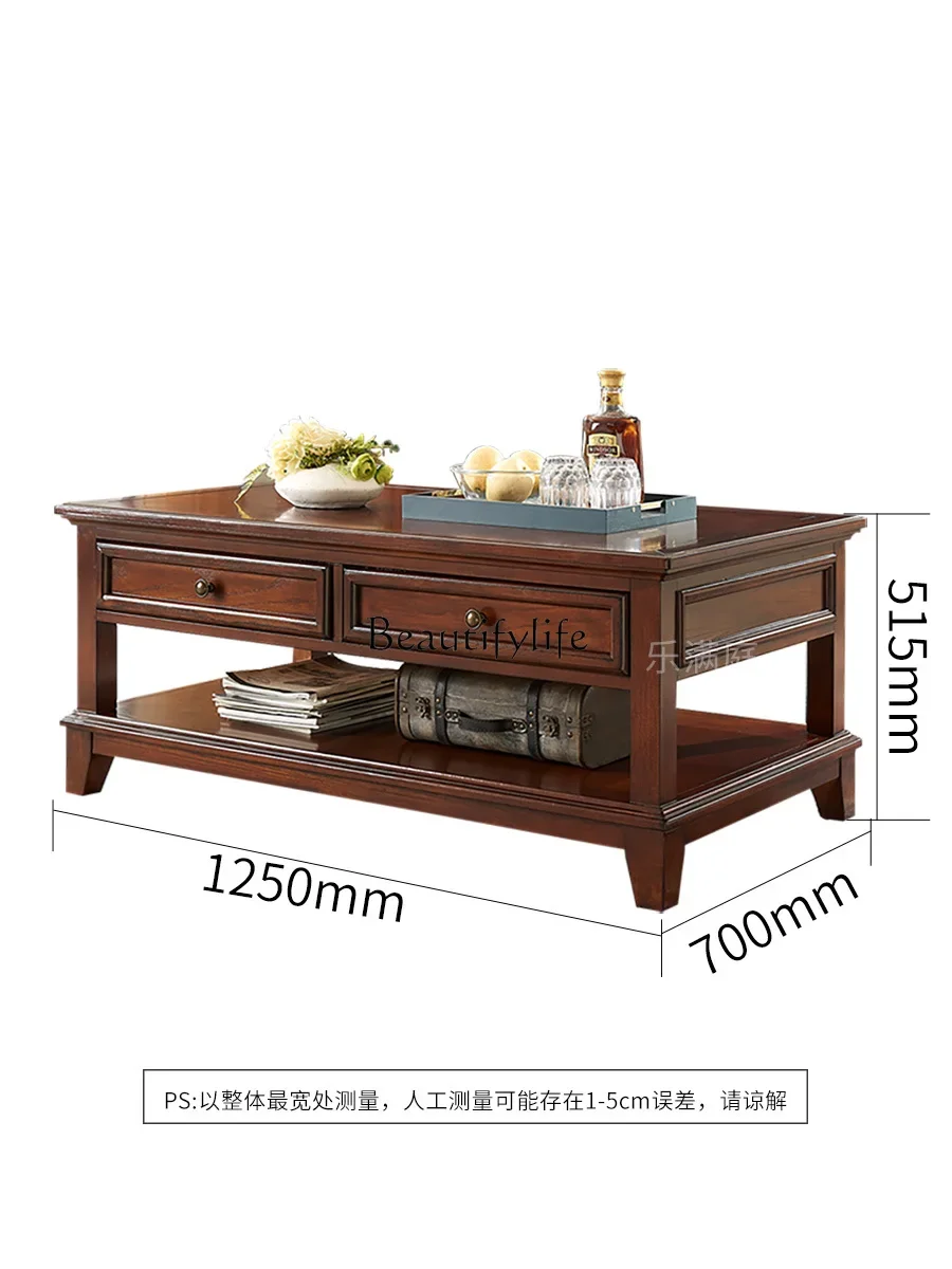 FG11American rectangular solid wood coffee table living room full solid wood simple beauty home coffee table 2024 new