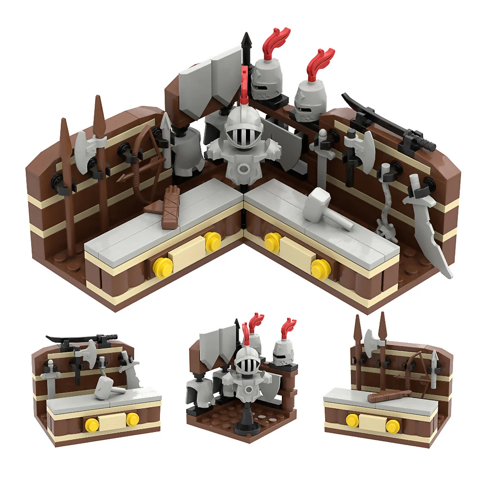 Medieval Blacksmith Shop Building Blocks Set Armor Helmet Weapons Toy Accessories Compatible With Universal Well-known Brands