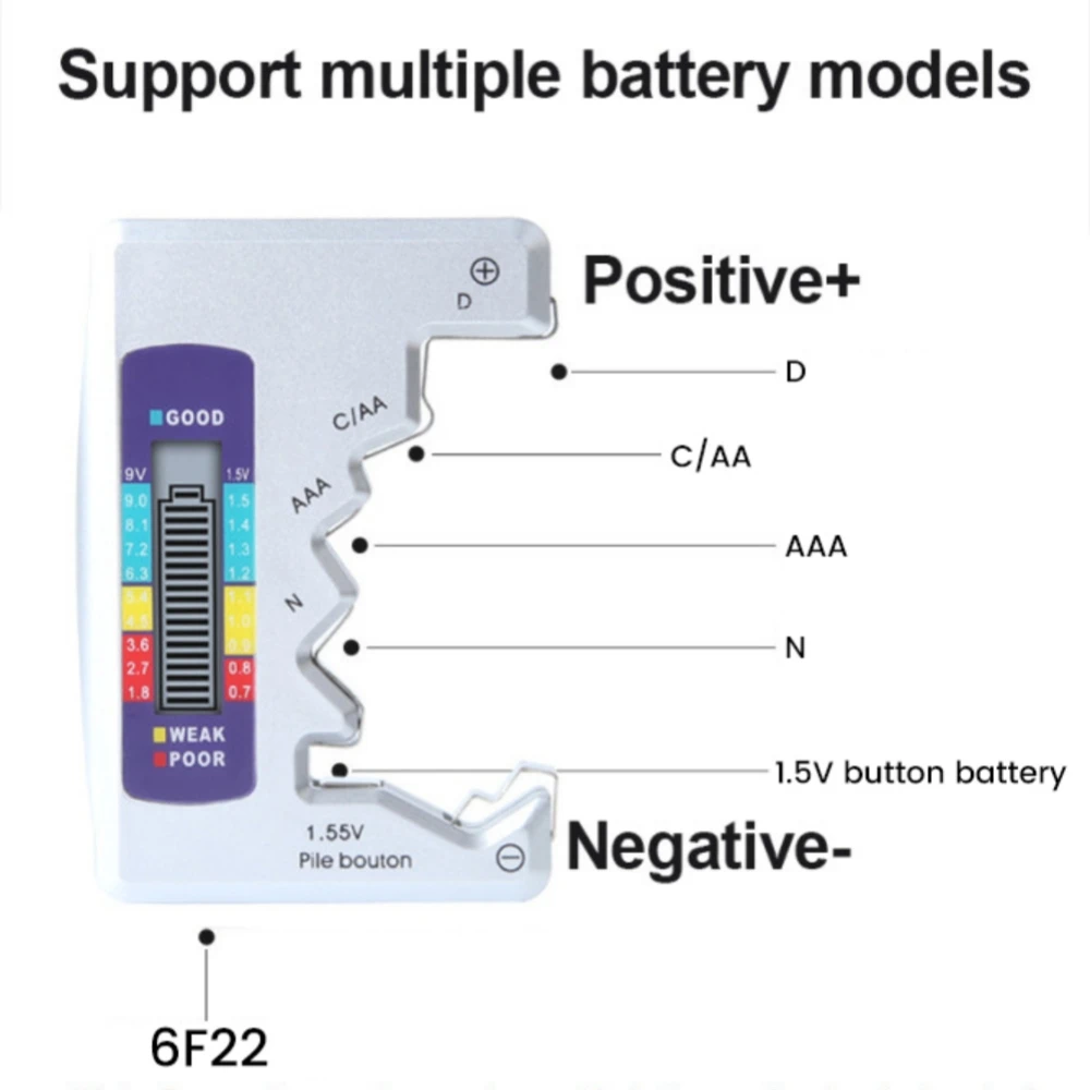 جهاز اختبار البطارية الرقمي BT168 يمكنه قياس أنواع D، C، AA5، AAA7، N، بطارية زر 1.5 فولت، بطارية 9 فولت #2