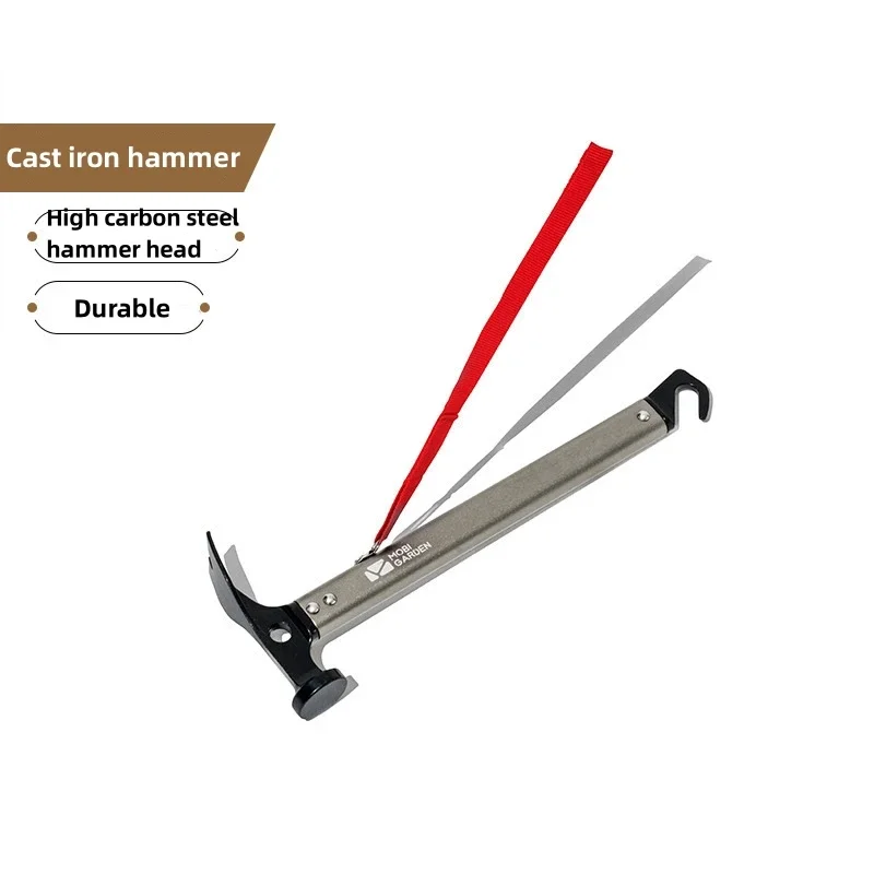 Camping Hammer Multifunctional Ground Nail Hammer Outdoor Tent Peg Stake Mallet with Stake Puller for Mountaineering Hikin