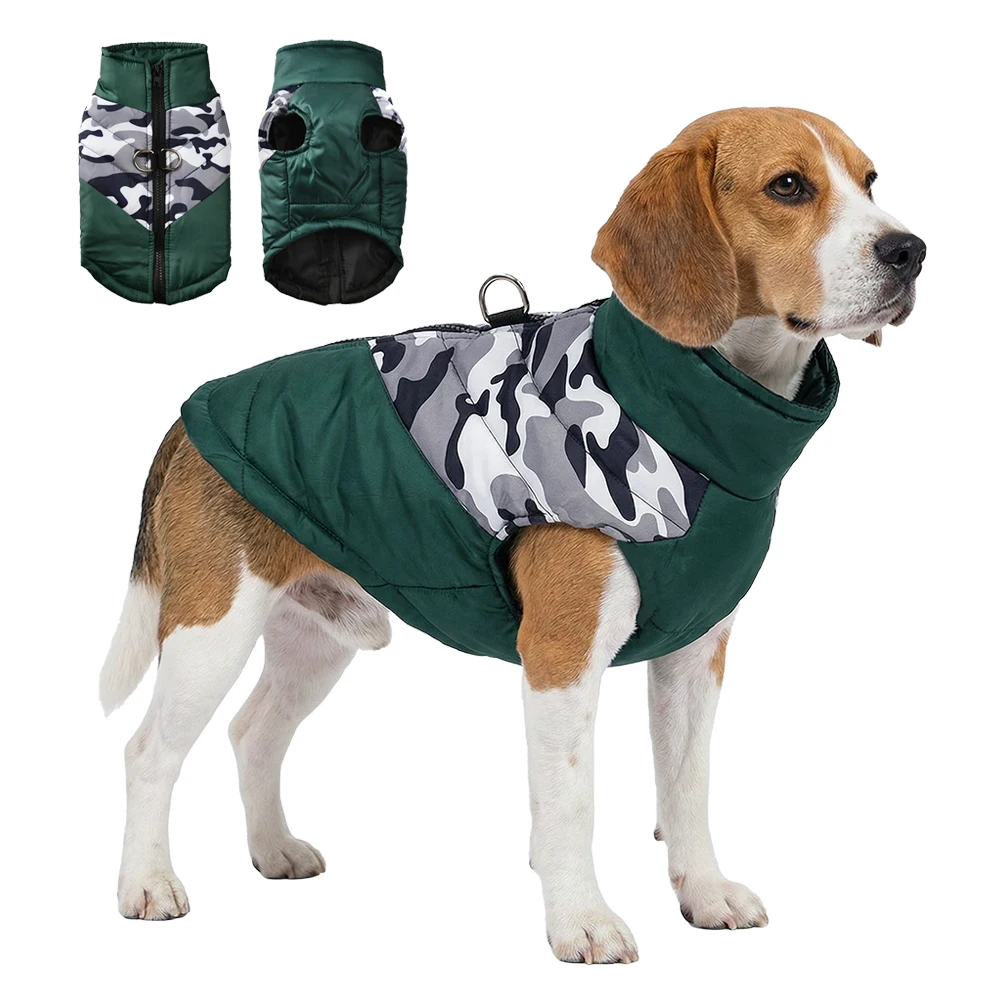 Winter-Haustierkleidung, warm, winddicht, Hundejacke, Mantel für kleine und mittelgroße Hunde, Katzen, Camouflage-Druck, Welpen-Outfits, Chihuahua-Mops-Kostüm