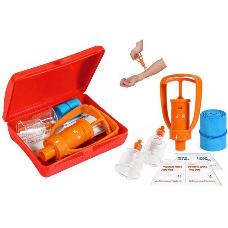 6X Venom Extractor ปั๊ม First Aid Safety Kit ฉุกเฉินงูกัดกลางแจ้ง Camping Survival เครื่องมือ SOS