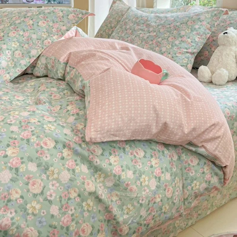2025 new small floral print pure cotton duvet cover, single piece 100% cotton duvet cover, spring and summer single duvet cover