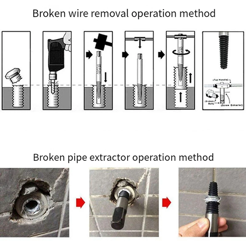 6 Pieces Of Broken Screw Extractor Set 3-25Mm Drill Set Carbon Steel Double-Sided Screw Pulling Center Drill Black