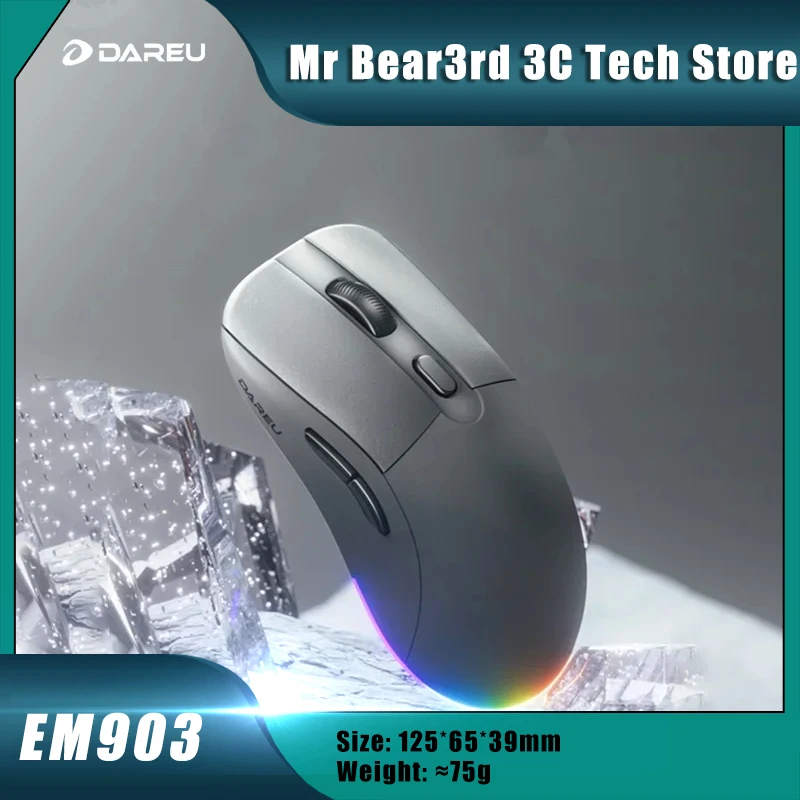 Dareu Em903 Mouse Dual Mode Wireless Lightweight Rgb Backlight Ergonomics Gaming Mouse Pc Gamer Accessories Office Man Gifts