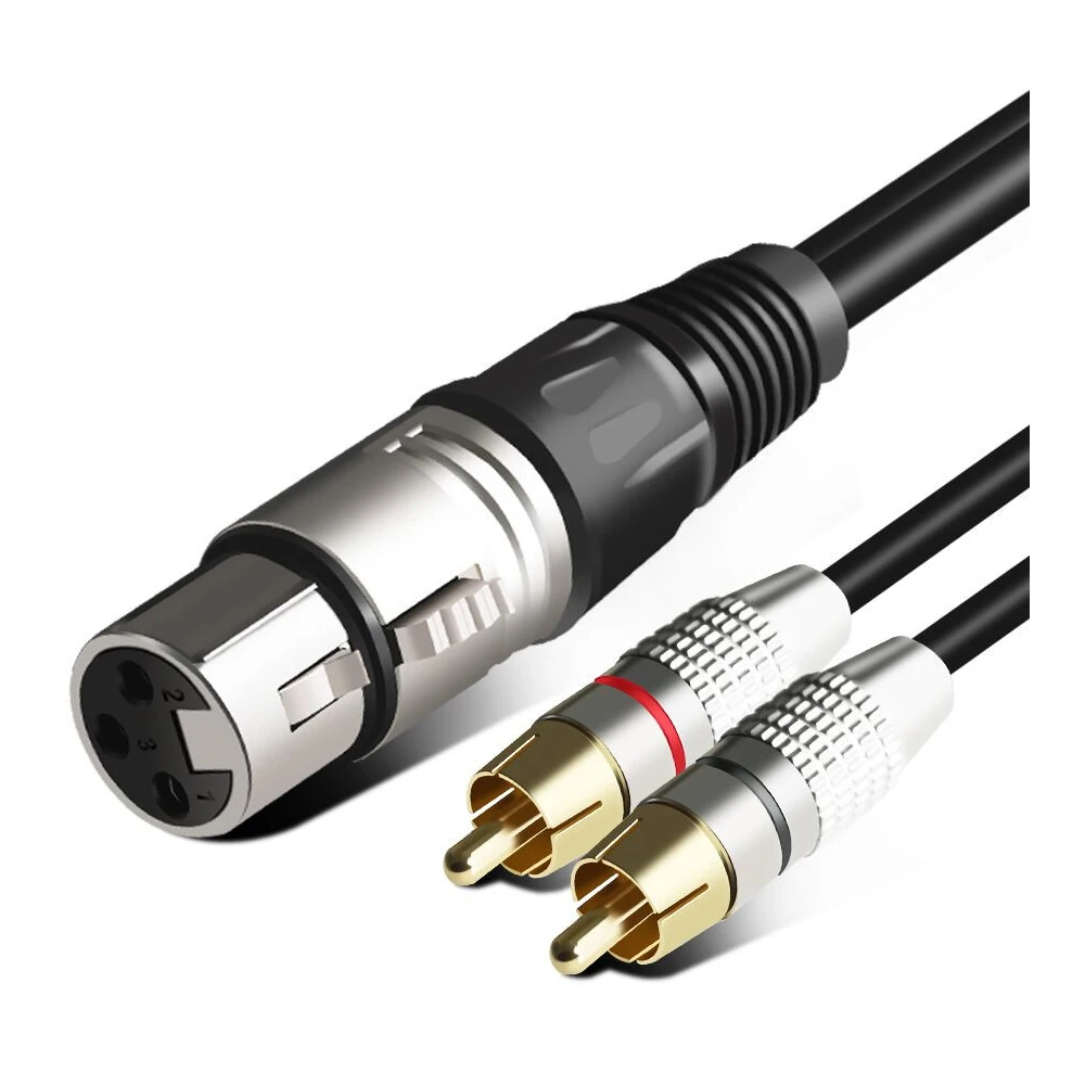 DUPILINK Audio RCA Cable Male Female Cannon Amplifier Mixing Plug AV Cable Dual XLR to Dual RCA Cable 1m 1.5m 2m 3m 5m 8m