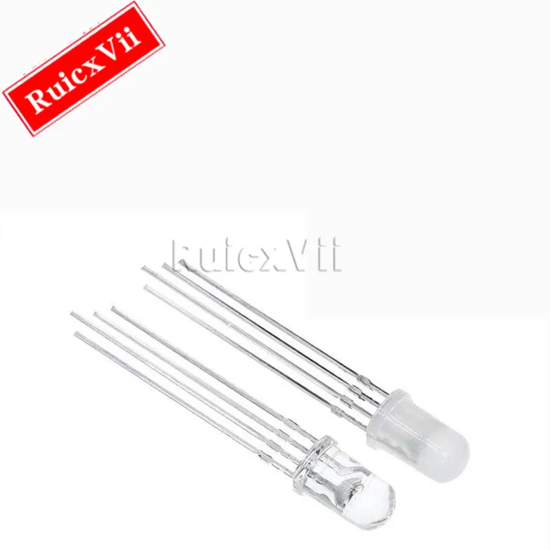 20Pcs Full-Color Led 5Mm F5 Rgb Fog Transparante Verlichting Markeert Vier-Legged Rood, groen En Blauw