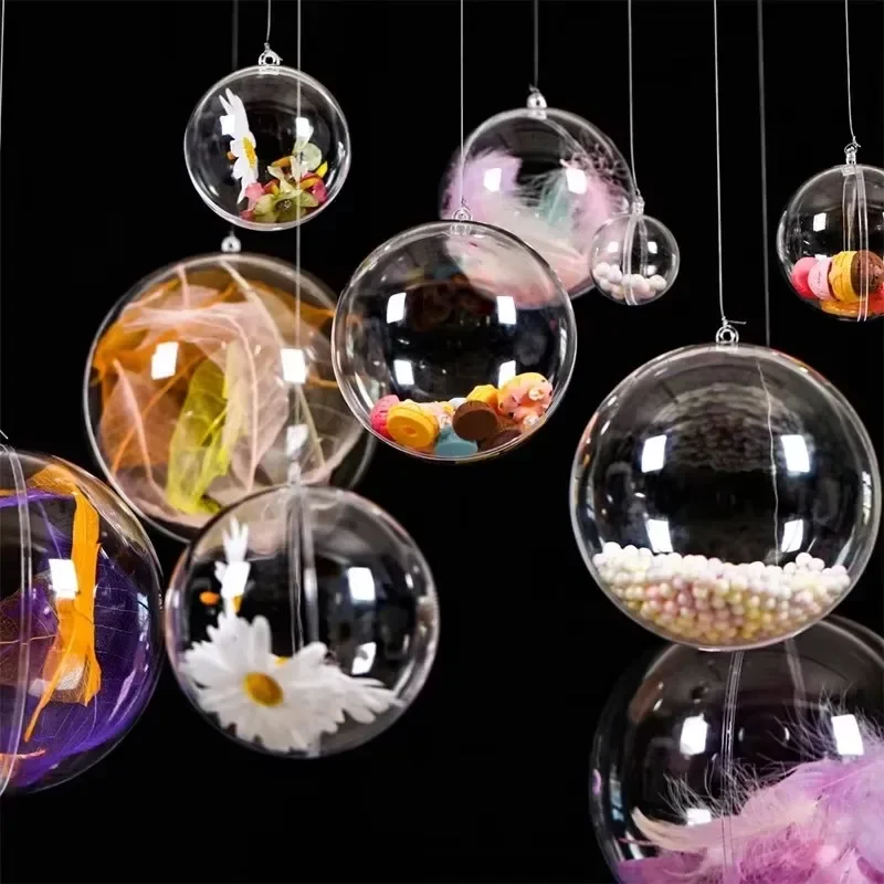Christmas Hollow Ball Pendent Ornament White Transparent Plastic Hanging Balls New Year Festival Wedding Party Home Decoration - Image 3