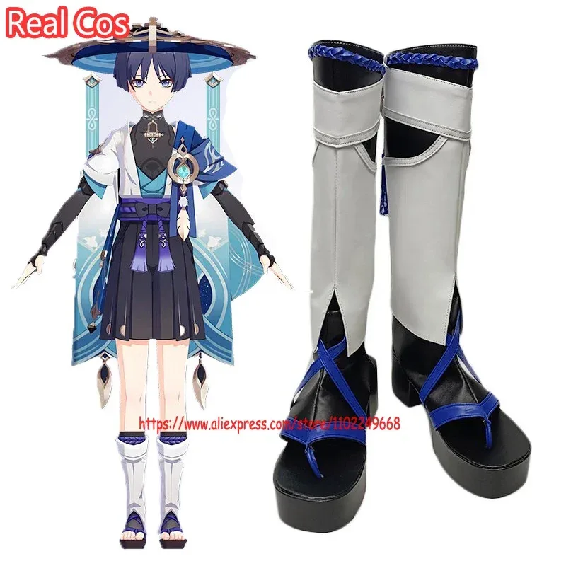 

RealCos Genshin Impact Wanderer обувь для косплея вечерние ботинки Scaramouche для косплея обувь из искусственной кожи реквизит для Хэллоуина аксессуар