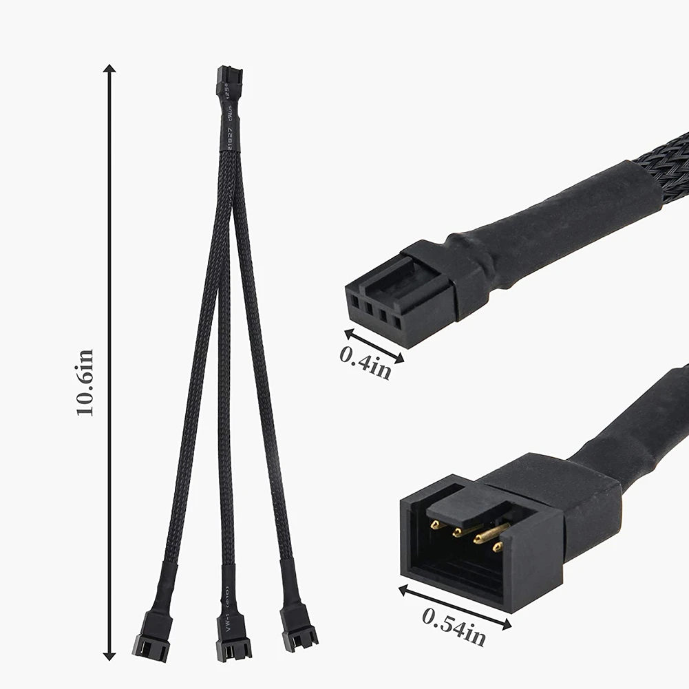 PWM 4 핀 선풍기 분배기 1-3,PC 선풍기 전원 익스텐션 케이블, 컴퓨터 케이스용 4 핀, 3 핀 냉각 선풍기 케이블, CPU 4 팩용