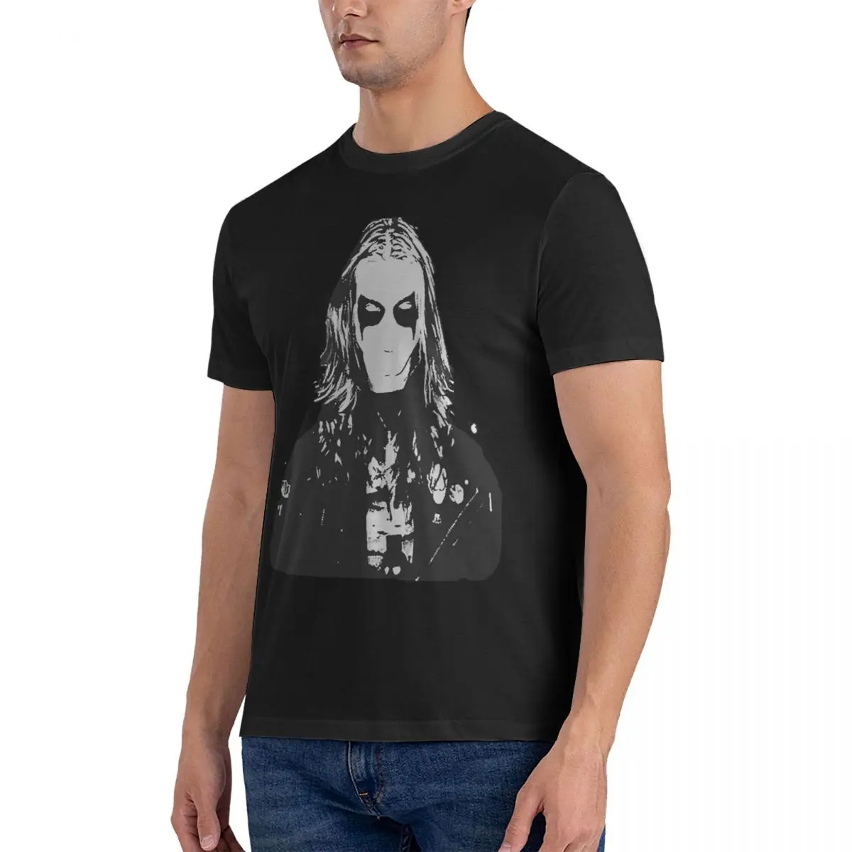 Men's Black Metal Dead Per Yngve Ohlin T Shirt Mayhem 100% Cotton Tops Vintage Short Sleeve Round Collar Tees Printing T-Shirt