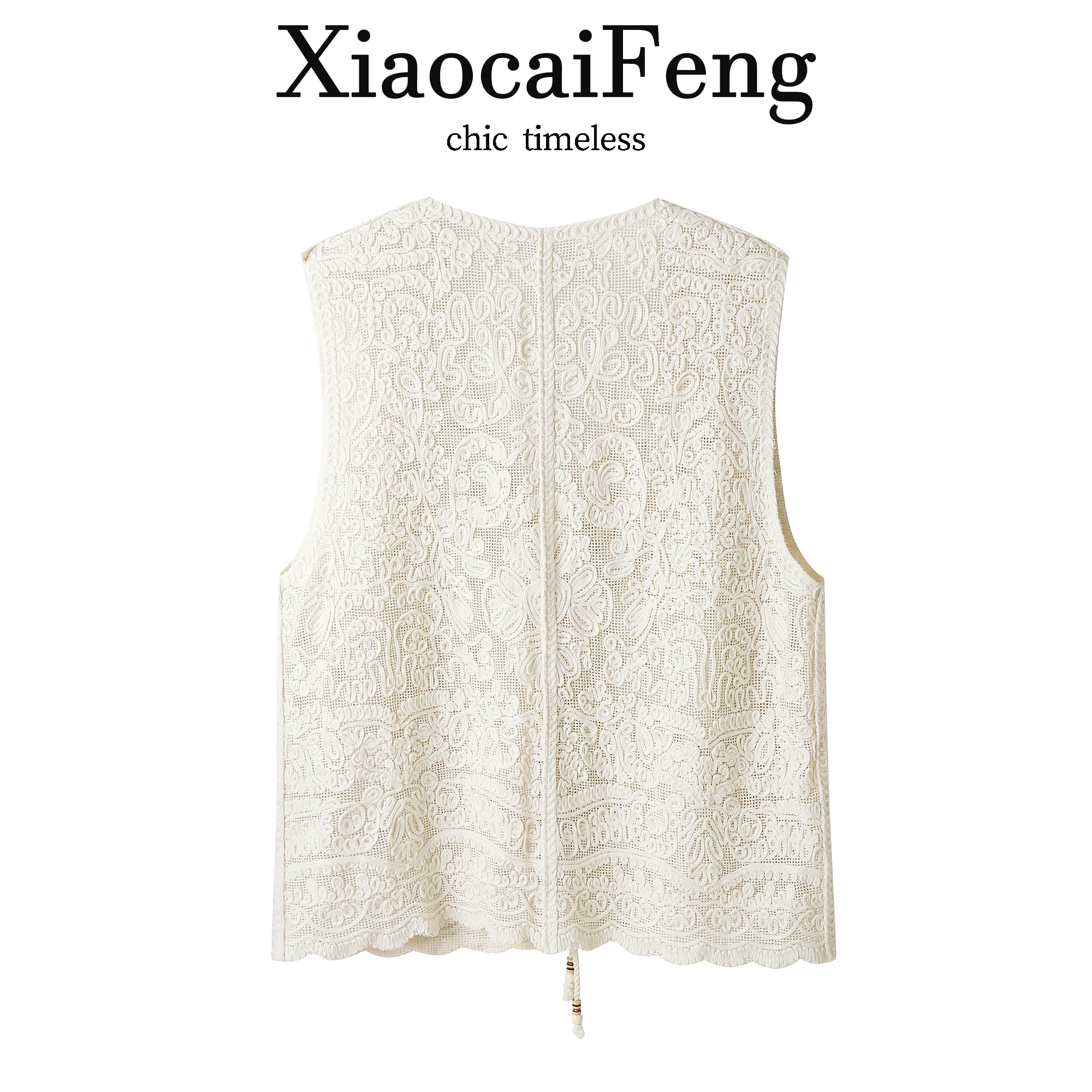 Elegant V-Neck Lace Hollow out Belted Women's Vest Summer Outerwear Fashionable Breathable Embroidered Top Thin Girl's Tank Top
