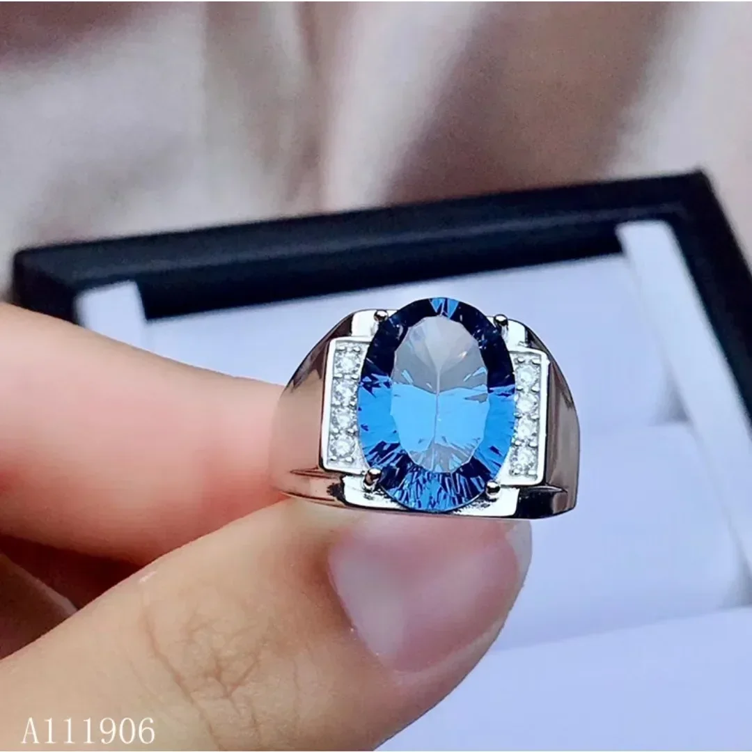 Boutique Jewelry 925 Sterling Silver Inlaid Natural Blue Topaz Gemstone Female Ring Support Detection of New Products