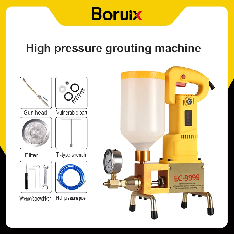 Boruix 1000W Polyurethane Plugging Grouting Machine, Grouting Plugging High Pressure Grouting Machine Construction Equipment