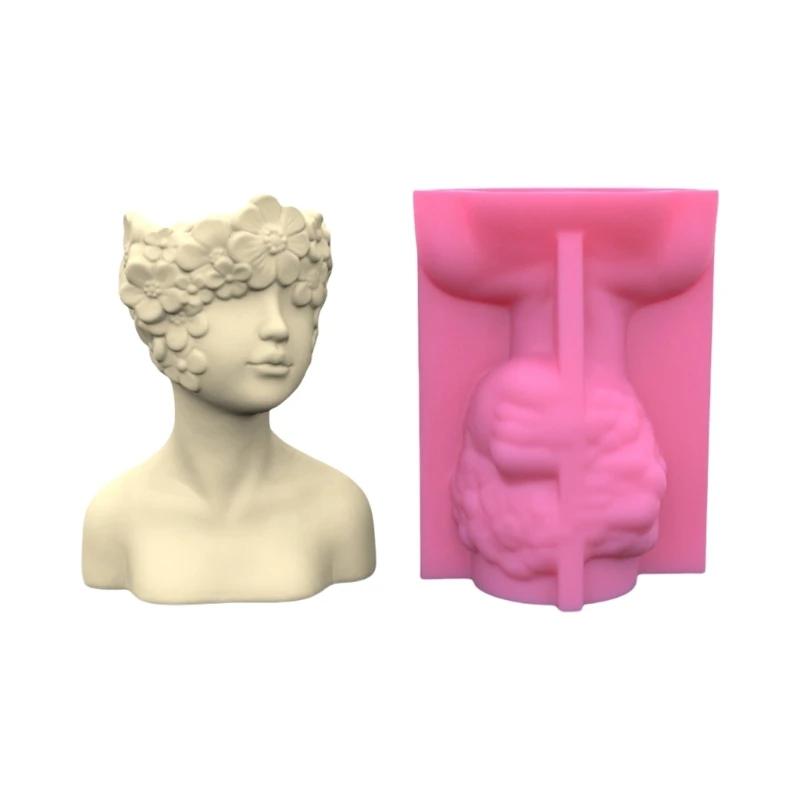 652F Silicone Ornament Molds Vase Molds Artistic Human Figure Shape Flexible Crafting Moulds Silicone Texture for Flower Vase