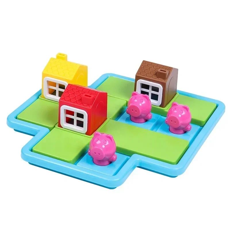 Juego de mesa inteligente de tres cerditos para niños, rompecabezas de construcción de habilidades con solución, juego de lógica, juguete de entrenamiento, regalo