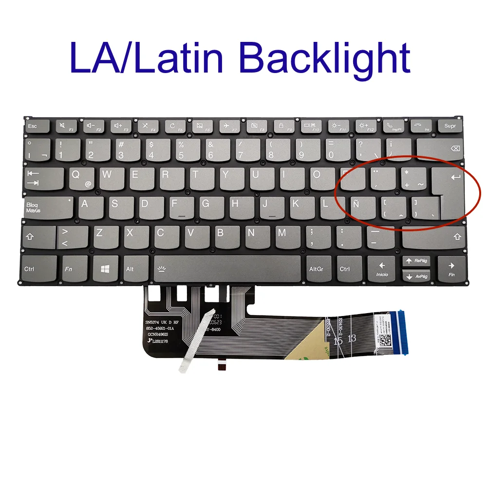 Imagem -05 - Teclado Retroiluminado para Lenovo Laptop Reino Unido sp la Pt-br fr Lenovo Yoga 613 13are05 82fn 13alc6 82nd Francês Azerty Espanhol Latim Novo