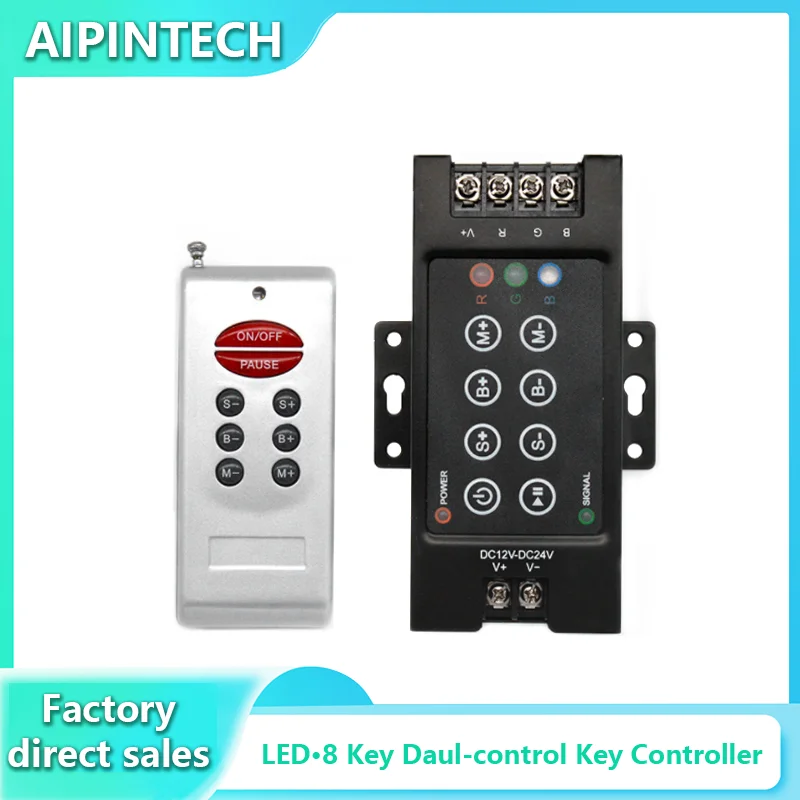 8 Keys Rgb Light Controller Rf Remote Control Ce Rohs Pwm Smd5050 Dc12V-24V 720W Rgb Color Led Strip Light Controller Light