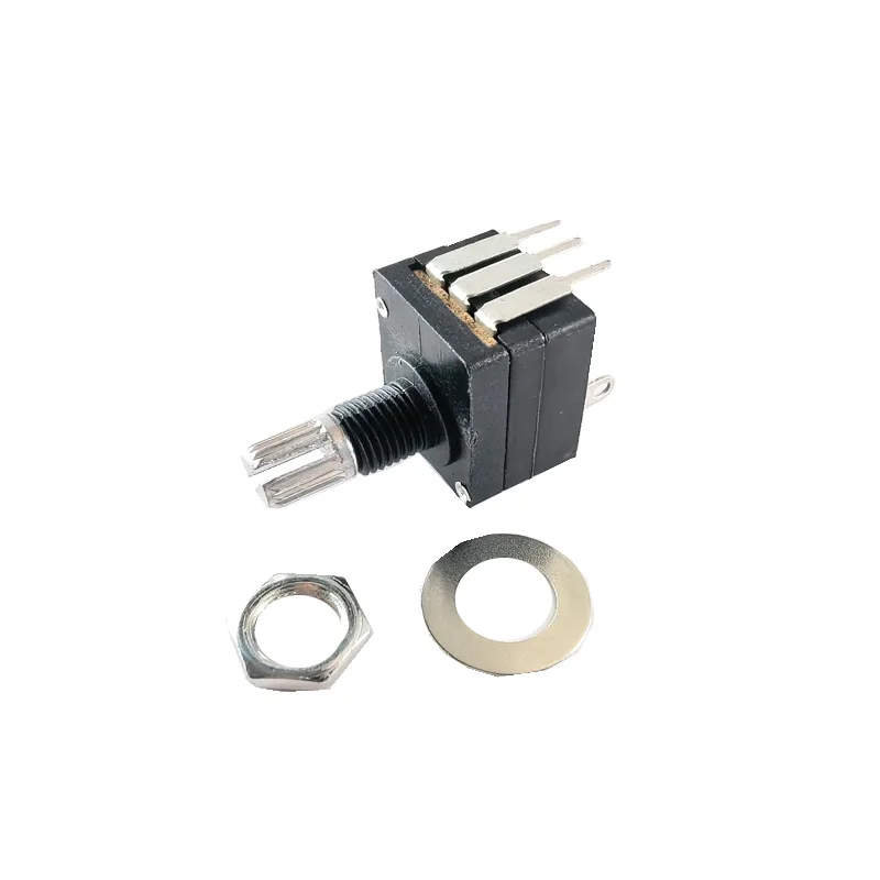 2pcs R158 Sealed Rotary Potentiometer With Switch Potentiometer B10K/B50K/500K 15mm flower shaft length