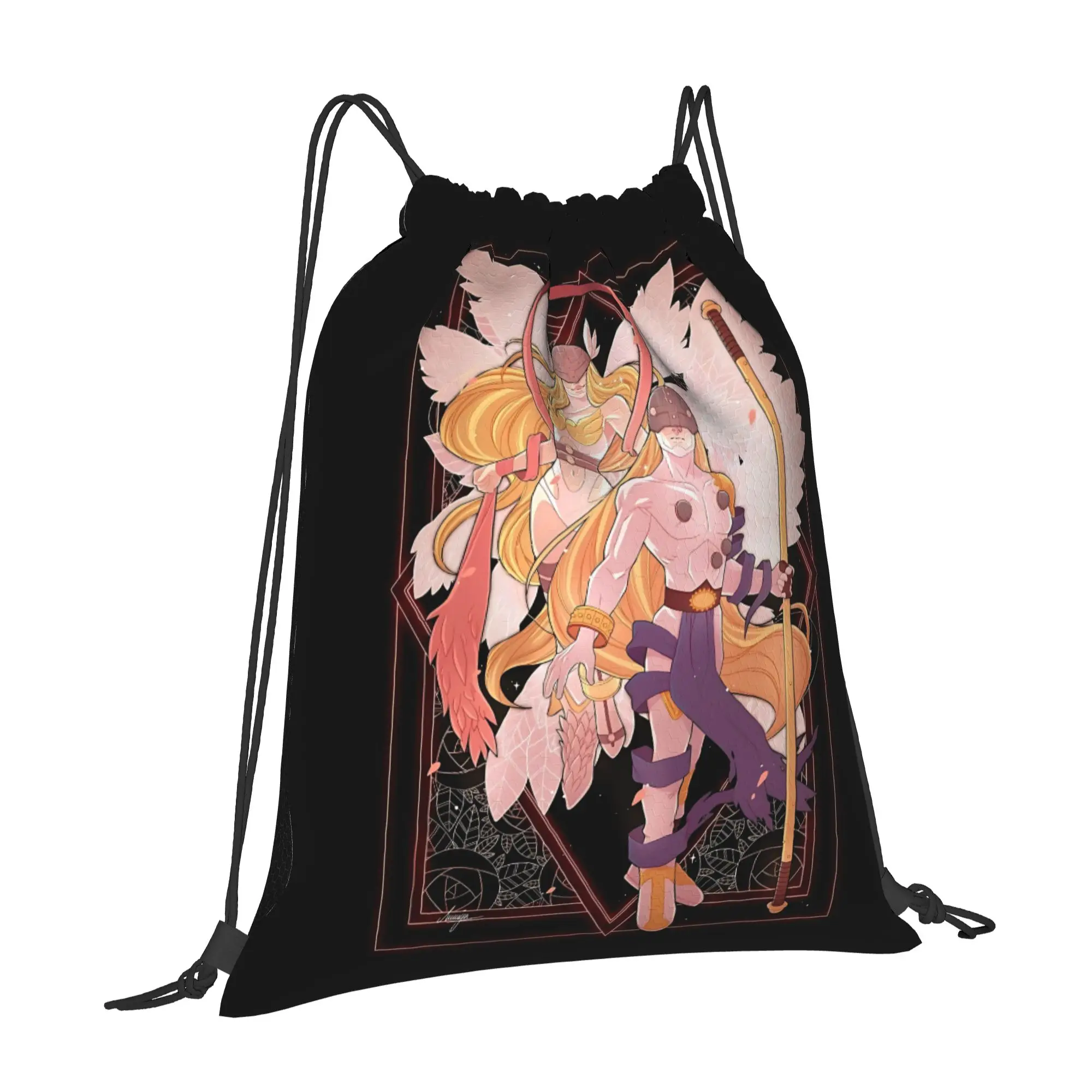 bag Pouch Digital Monster  Drawstring Bags Hiking Pouch Print Backpack Boy Girls School Shoe Bag