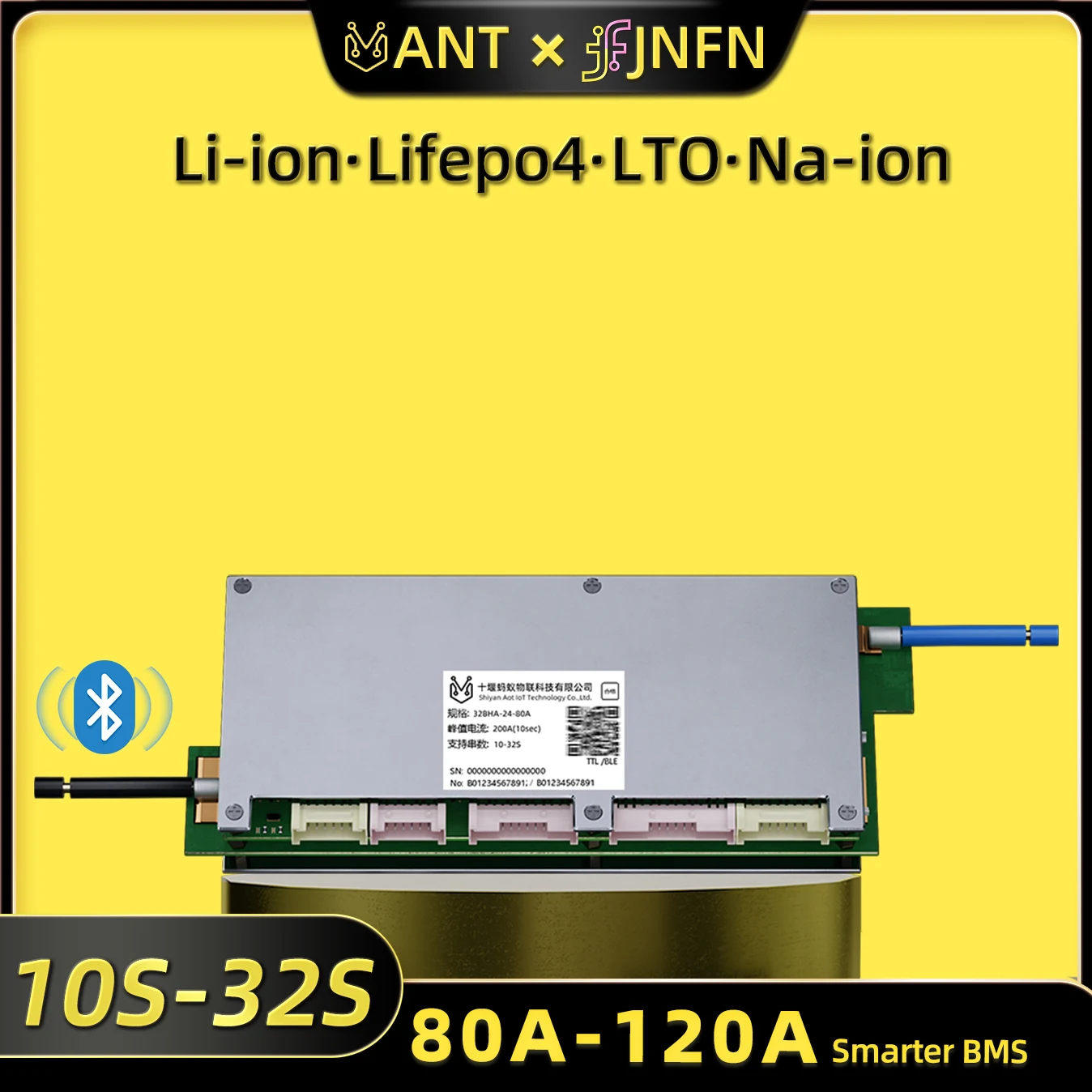 

ANT Smart BMS 10-32S 72V 84V 96V BMS 120V High Voltage LiFePO4 Li-ion Battery BMS for electric motorcycle with Bluetooth