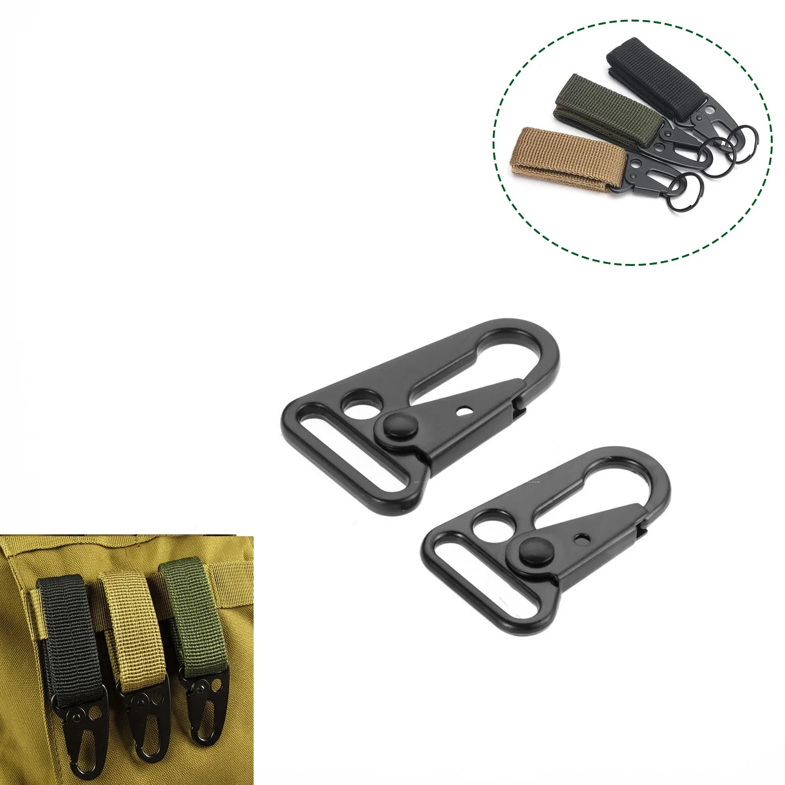 2 pezzi moschettoni tessitura clip di imbracatura moschettoni a molla per borsa portachiavi zaino parti di campeggio all\'aperto 45*28/50*32mm