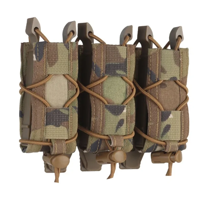 EYHGKZ Hunting 9mm Magazine Pouch Tiger Type Short Triple Quick Pull Mag Wargame Molle System Accessories Flashlight Waist Bag