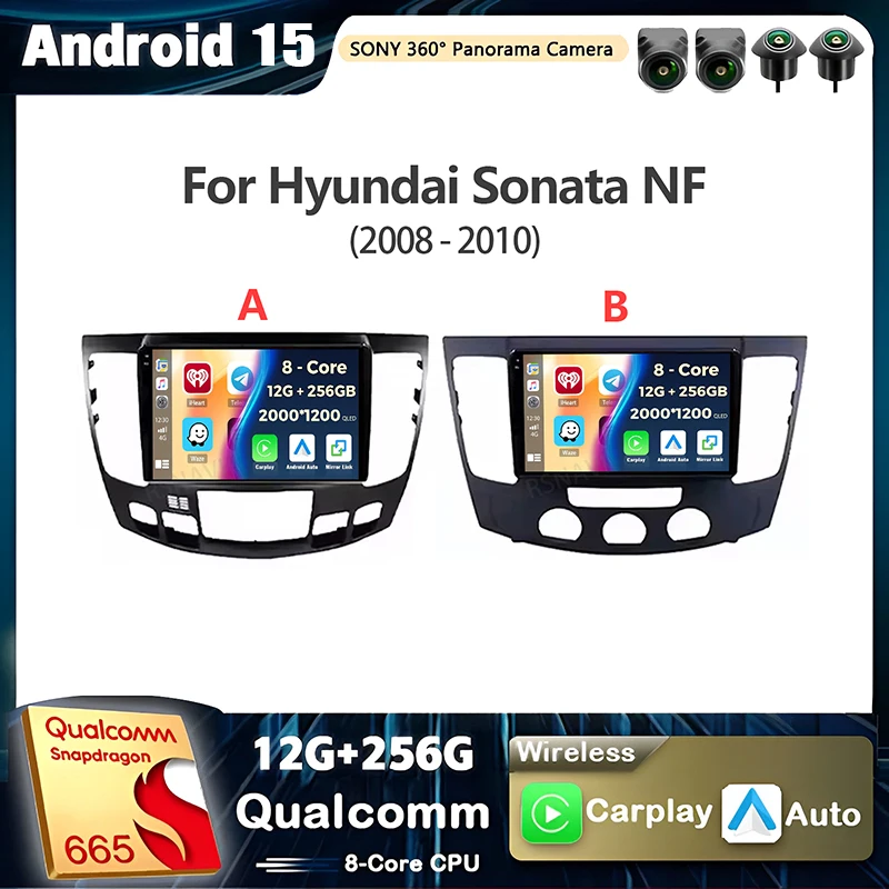 Android 15 Qualcomm Carplay Auto для Hyundai Sonata NF 2008 2009 2010, автомобильный радиоплеер, мультимедийный стереонавигатор, видео GPS BT