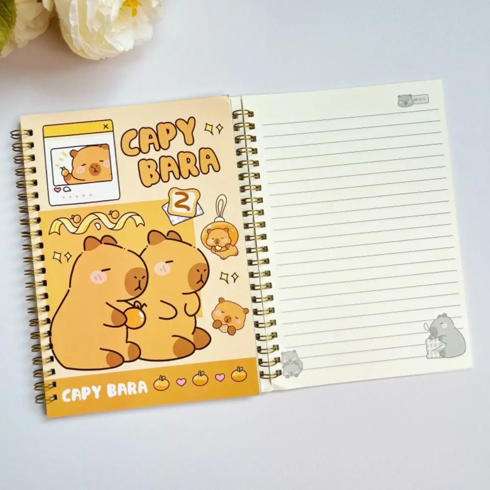 Cartoon A5 Lose blatt Notizbuch horizontale Linie Capybara Ring Binder Notizblock Journal Planer Lern zubehör