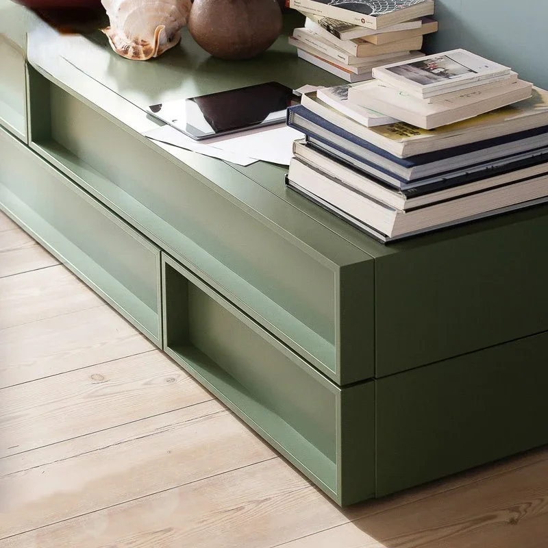 

Italian Bedside Table Modern Simple and Light Luxury Ins Storage Cabinet Creative Dark Green Side Cabinet Customization