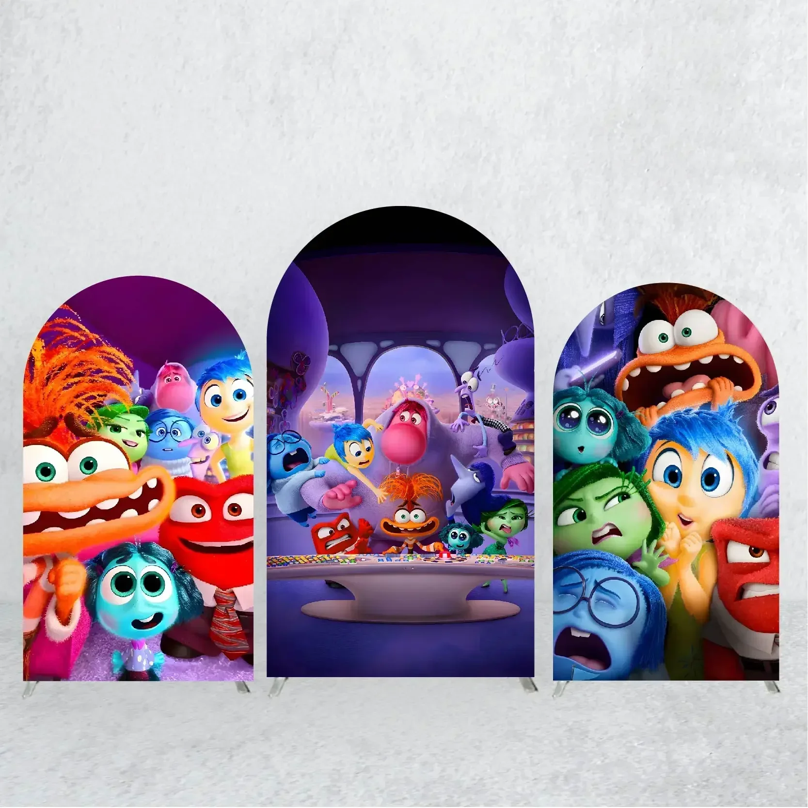 Disney Inside Out 2 Round Arch Backdrop Cover Banner Elastic Fabric Birthday Party Photo Shooting Background Balloon Decoration