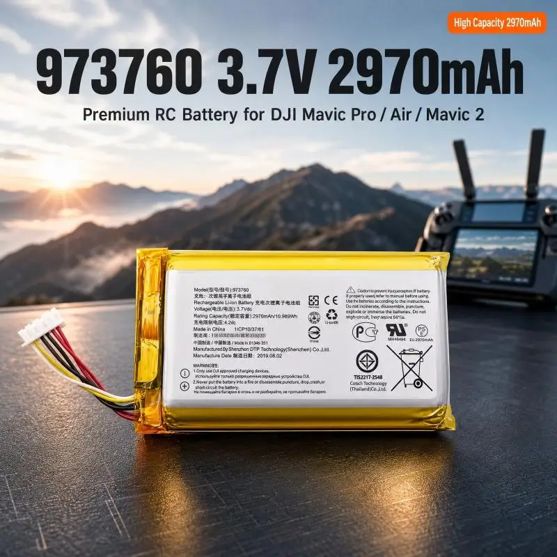973760 3.7V 2970mAh Li-ion Replacement Remote Control Battery GL200A RC18 for DJI Mavic Pro Mavic Air Mavic 2 Pro UAV