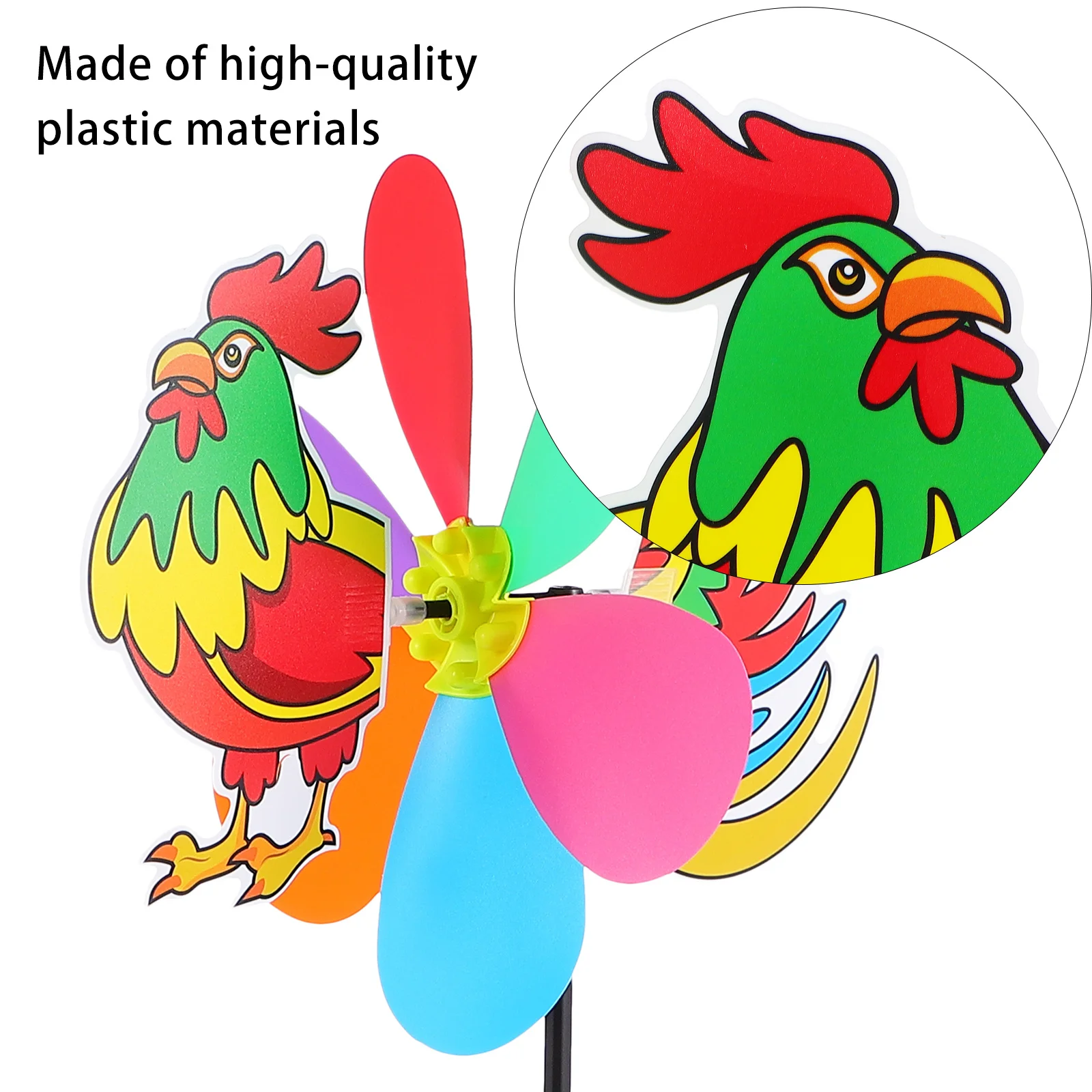 Moulin à vent de jardin 3D, 3 pièces, coq, décoration en plastique légère pour cour, pelouse, Patio, cadeau amusant en plein air pour enfants