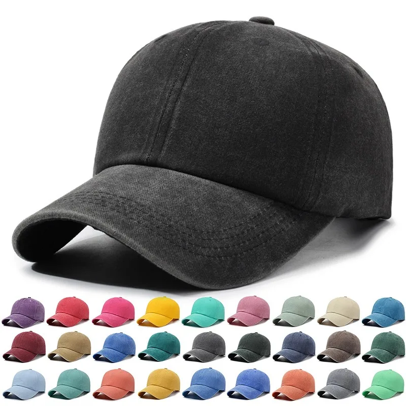 Korean Washed Cloth Vintage Baseball Cap, Solid Color Brim Sun Hat All Match for Women Spring Autumn Daily Outdoor