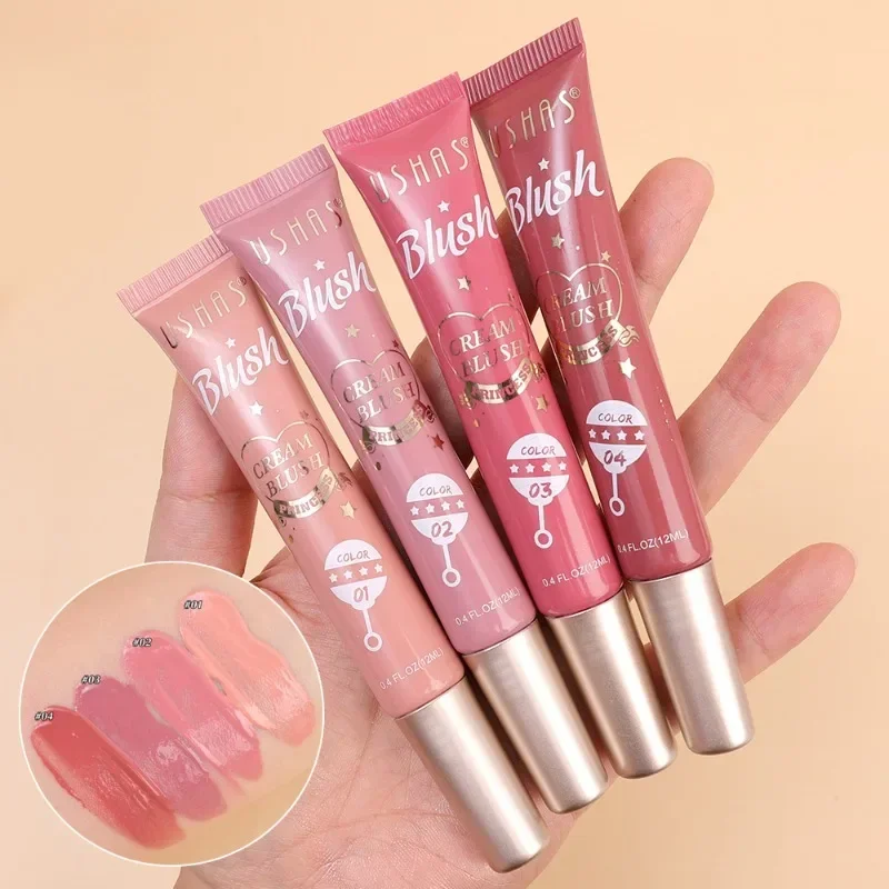 4 Farben matte Wange Rouge wasserdicht dauerhafte Mehrzweck Augen Lippen Make-up flüssige Rouge Creme aufhellende Gesichts kosmetik