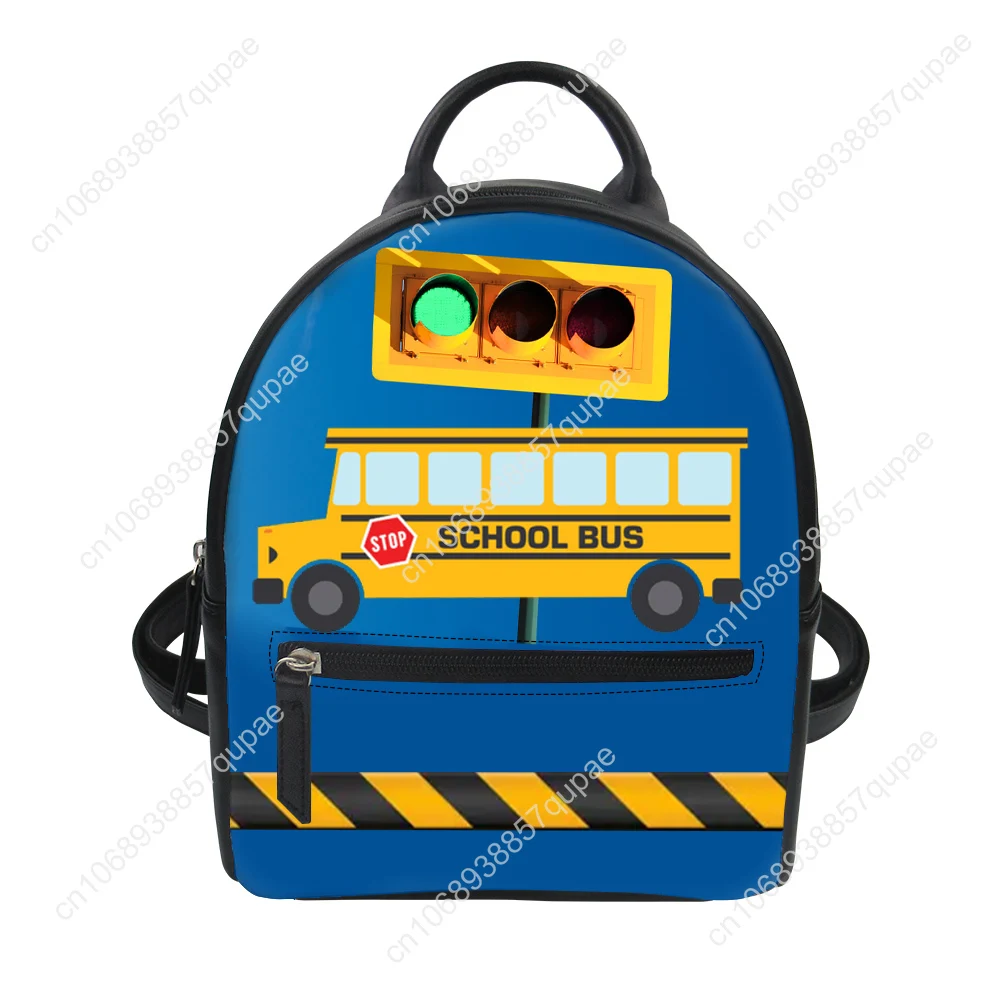 Yellow School Bus Printed Custom Backpack Purse Carter Schoolbags Double Shoulder Bag Mini Daypack Leather Travel Bag