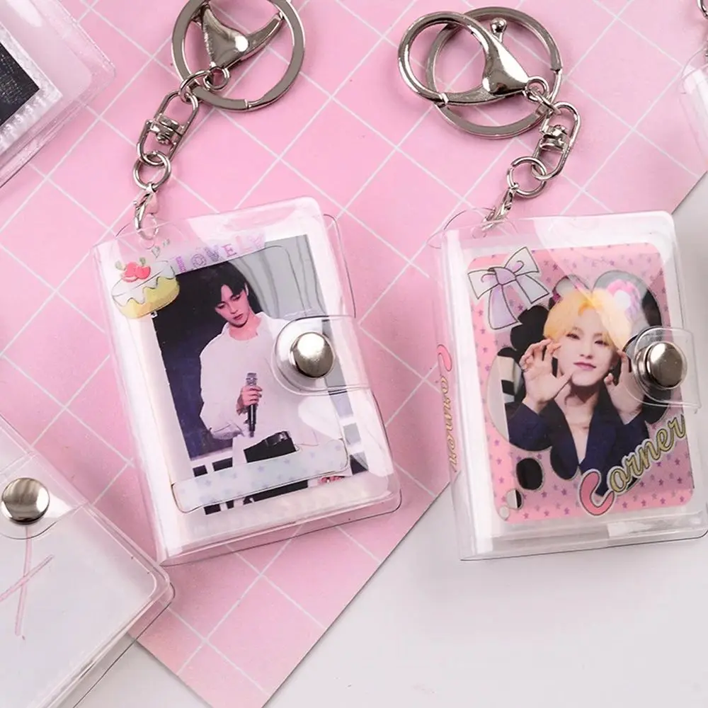 Book Binder Pocket Photo Keychain Pictures Storage Photo Album Keychain Collection Card Holder Card Book Keyring Card Bag