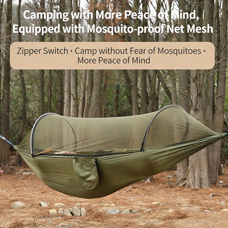 

Outdoor Anti-Rollover Hammock with Mosquito Net Camping Portable Swing Thickened Anti-Mosquito Hammock