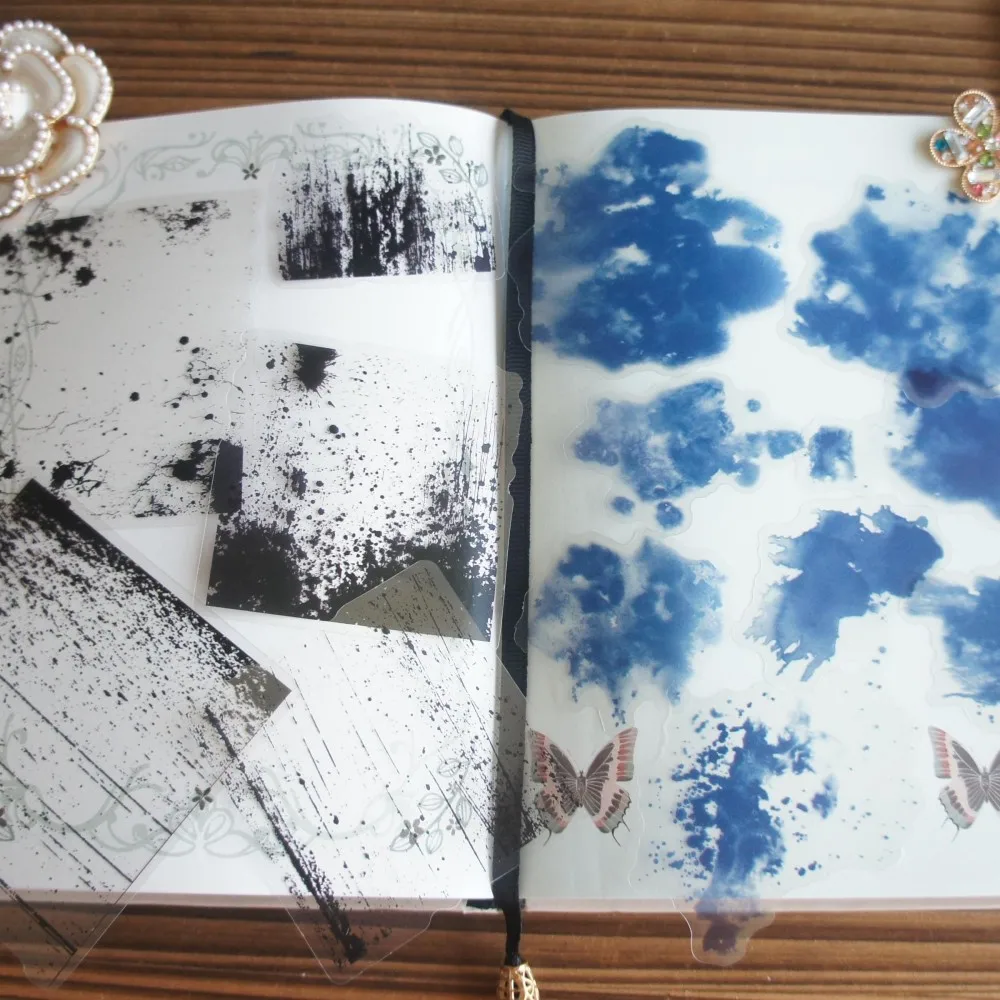 

10 Sheets Seal patterns stained with ink Design PVC Sticker Scrapbooking Background Creative Gift Use