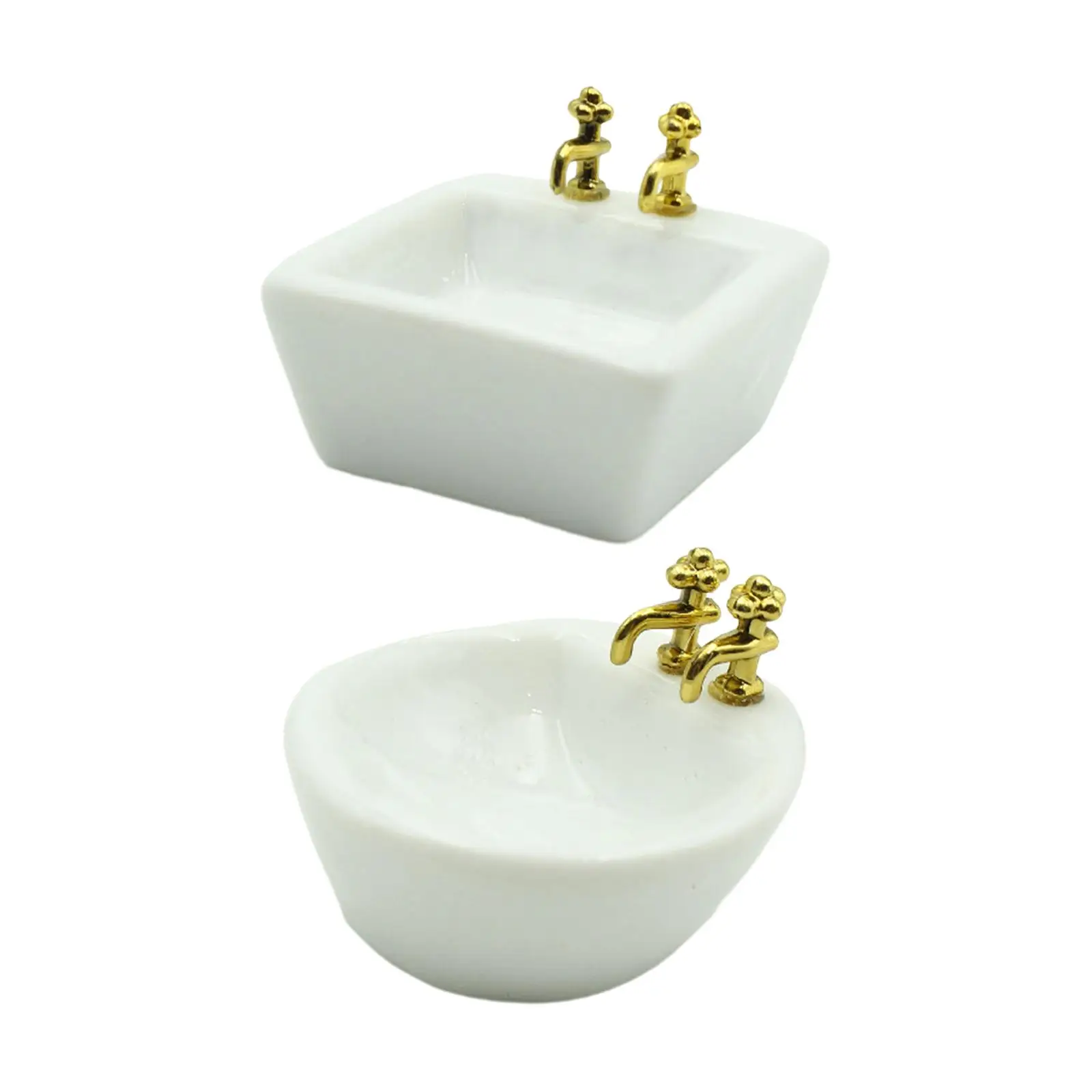 1:12 Scale Miniature Washbasin Miniature Furniture Pretend Toy Miniature Scene Dollhouse Bathroom Scene Model for Kids Gifts