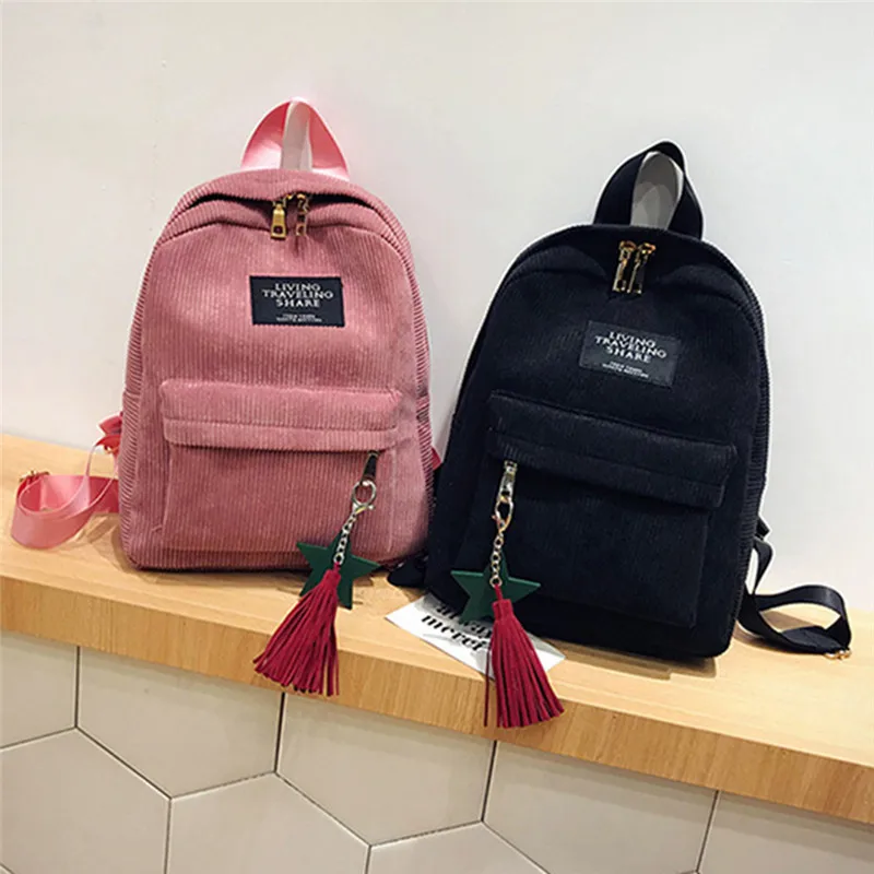 Mini Mochila de Veludo para Mulheres, Mochilas Eco Simples para Senhoras, Pequenas e Elegantes Bolsas de Viagem para Adolescentes