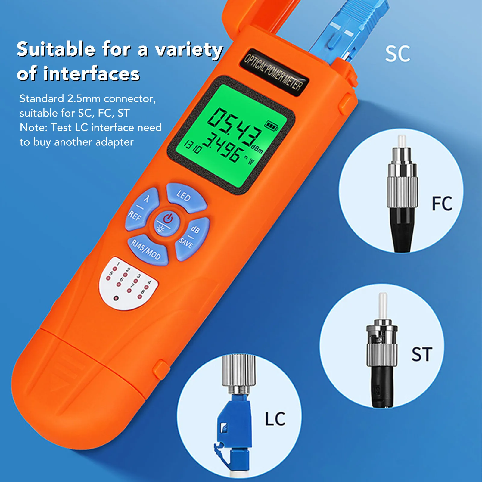 اختبار الكابلات الضوئية 650MAh بطارية ليثيوم قياس الطاقة الضوئية مقياس الطاقة الضوئية لصيانة التواصل الشبكي