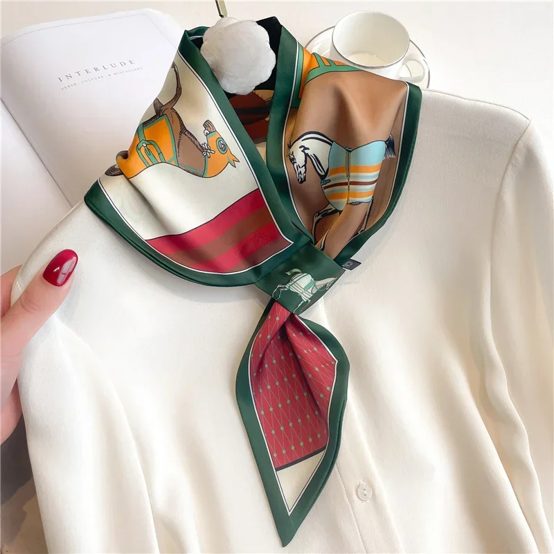 Luxury Brand Skinny Neckerchief Scarf For Women Satin Silk Ribbons Bandana Ladies Neck Tie Wrist Wrap Shawl Echarpe