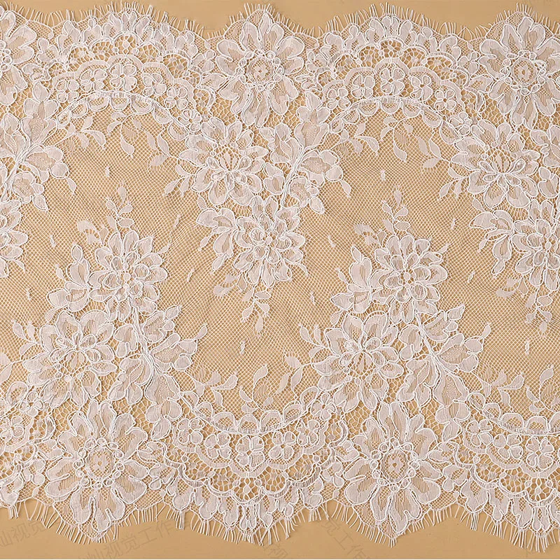 23CM di larghezza nuovo pizzo tridimensionale di fascia alta con bordo Beige, accessori per abiti da sposa fai da te fatti a mano RS4540