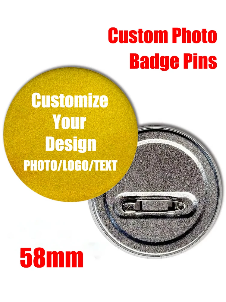 Personalized Round Badges Brooches custom Photo Handwriting Diy Text or Graphic Pins Accessory Gifts for Kids