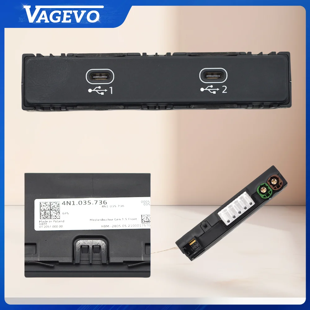 

4N1 035 736 Sedan USB C Connection Ports with holder For AUDI A6 C8 2020-2021 4N1035736